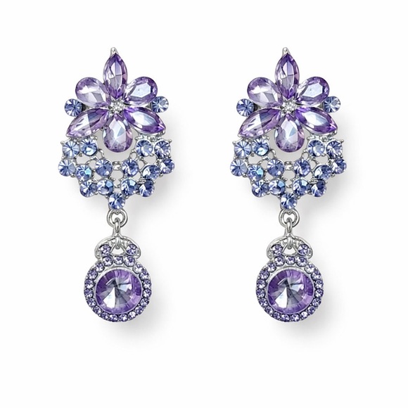 Anthropologie Jewelry - ⚜️ Lavender Crystal Floral Earrings 💎
